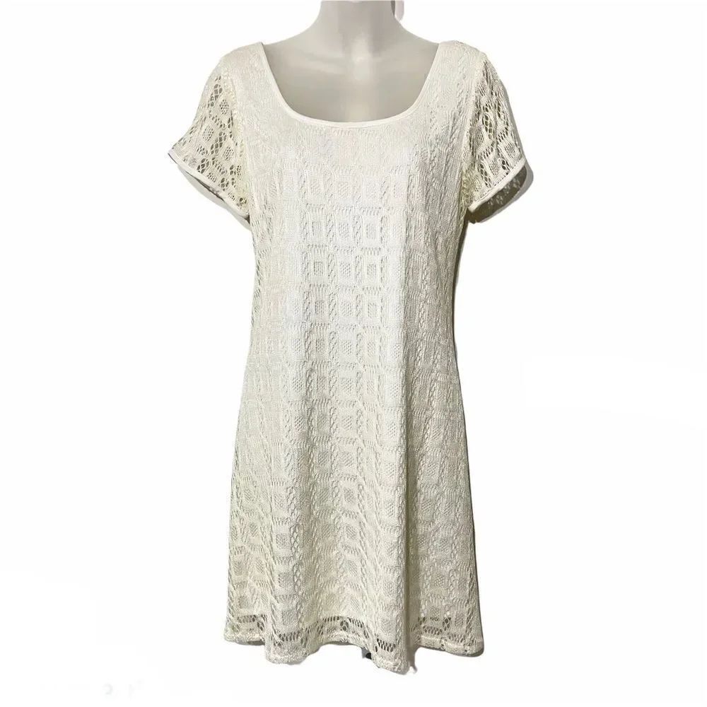 Maurices vintage VTG lace crochet 1990s 90s babydoll dress off white ivory small